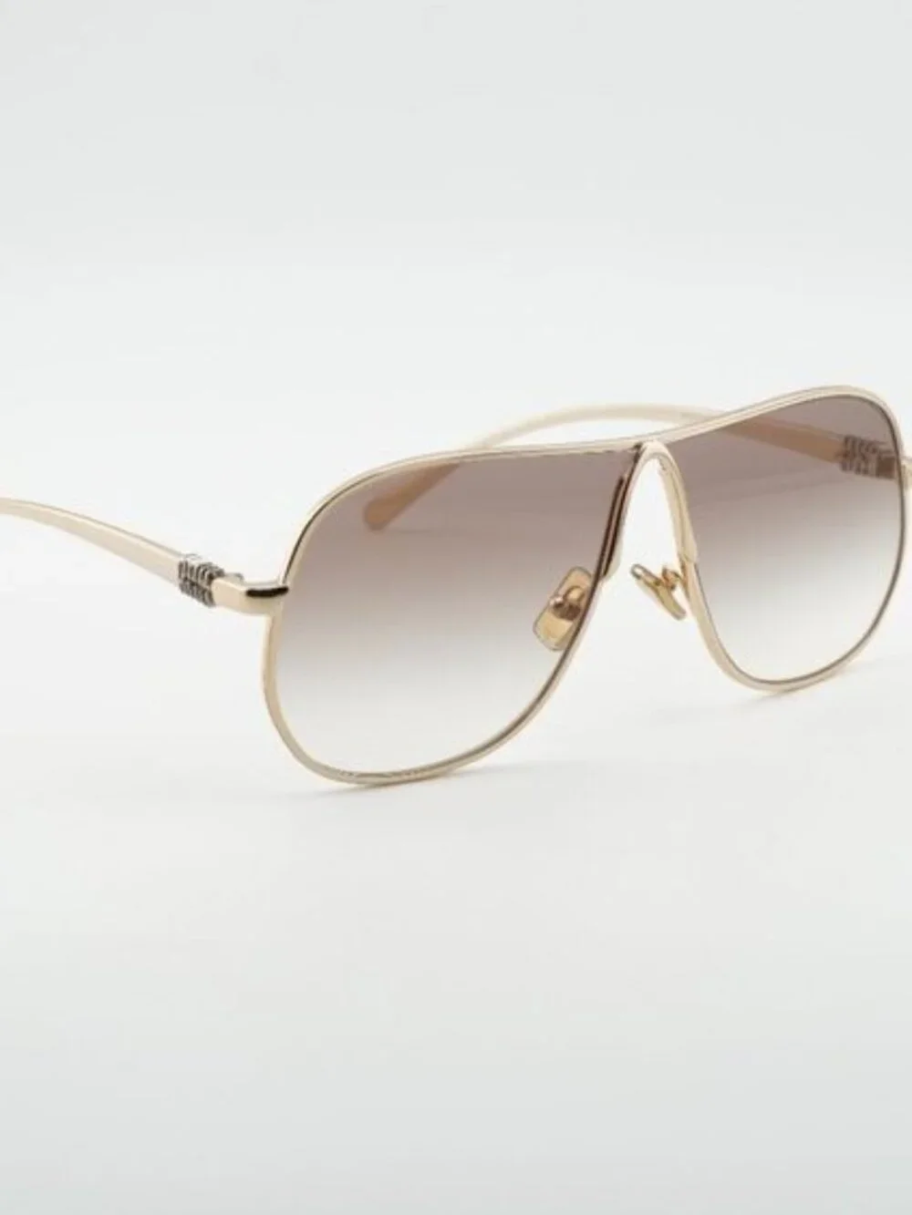 Miu Miu MUA56S 5AK90L Sunglasses Gold Geometric Frame, Brown Lenses